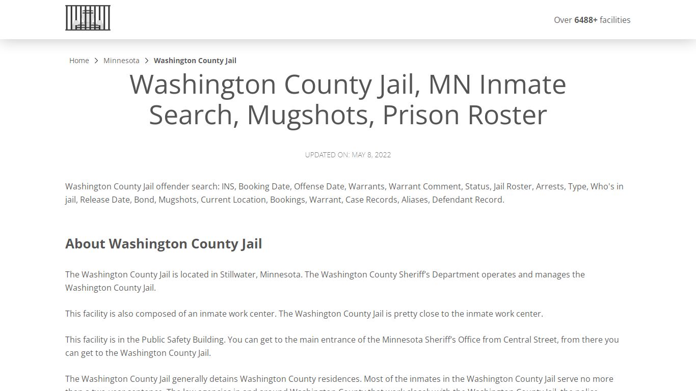 Washington County Jail, MN Inmate Search, Mugshots, Prison ...